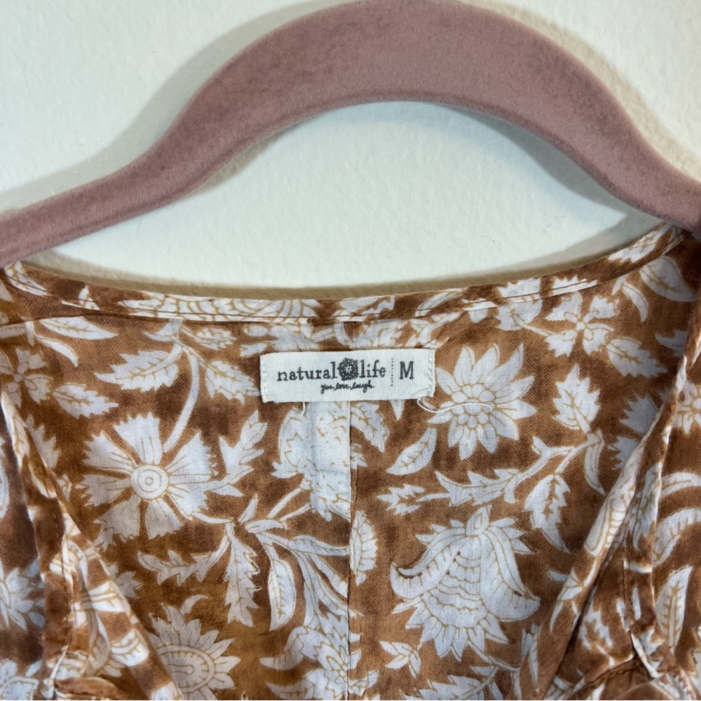 Natural Life Brown Cotton Tunic Aimee Mini Dress Medium - Picture 4 of 12